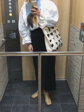 「SLOBE IENA（スローブイエナ）のSLOBE IENA ストレッチシープショートブーツ（ブーツ）」を使った、のんみちさん（レディース・158cm）の秋コーディネート