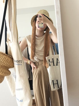 「SLOBE IENA（スローブイエナ）のアイテム（ハット）」を使った、のんみちさん（レディース・158cm）の夏コーディネート