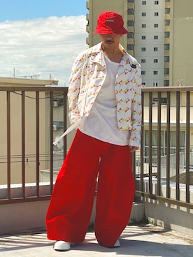 「JW Anderson（ジェイダブリューアンダーソン）のアイテム（スニーカー）」を使った、　MATSU  MAKOTOさん（メンズ・160cm）の夏コーディネート