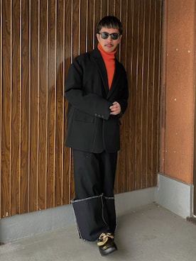 「JW Anderson（ジェイダブリューアンダーソン）のアイテム（シューズ）」を使った、　MATSU  MAKOTOさん（メンズ・160cm）の冬コーディネート