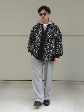 「アイテム（スウェットパンツ）」を使った、　MATSU  MAKOTOさん（メンズ・163cm）の冬コーディネート