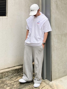 「ロールアップ」｜「アイテム（その他）」を使った、　MATSU  MAKOTOさん（メンズ・160cm）の夏コーディネート