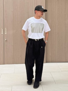 「アイテム（スラックス）」を使った、　MATSU  MAKOTOさん（メンズ・160cm）の夏コーディネート