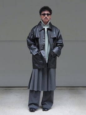 「アイテム（カバーオール）」を使った、　MATSU  MAKOTOさん（メンズ・163cm）の冬コーディネート