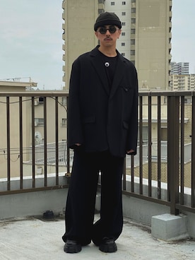 「スラックスパンツ」｜「アイテム（ニットキャップ/ビーニー）」を使った、　MATSU  MAKOTOさん（メンズ・160cm）の夏コーディネート