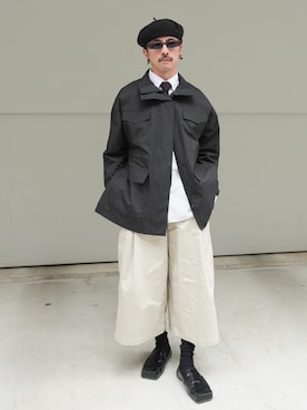 「UNIQLO（ユニクロ）のアイテム（シャツ/ブラウス、ホワイト系）」を使った、　MATSU  MAKOTOさん（メンズ・163cm）の春コーディネート