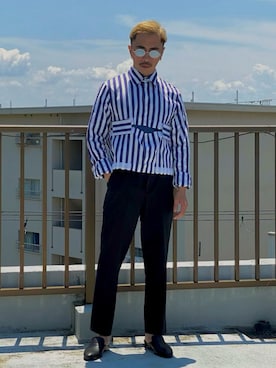 「アンクルパンツ」｜「アイテム（その他）」を使った、　MATSU  MAKOTOさん（メンズ・160cm）の夏コーディネート