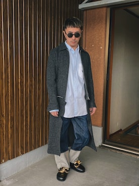 「JW Anderson（ジェイダブリューアンダーソン）のアイテム（シューズ）」を使った、　MATSU  MAKOTOさん（メンズ・160cm）の冬コーディネート