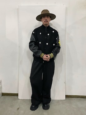 「ハット」｜「アイテム（スタジャン）」を使った、　MATSU  MAKOTOさん（メンズ・160cm）の秋コーディネート