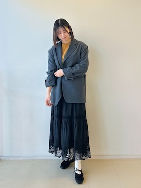「LE TALON（ルタロン）の《追加》Lダブルリボンバレリーナ（スニーカー、ブラック系）」を使った、anko05061231さん（レディース）の冬コーディネート