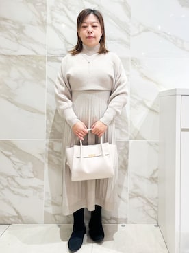 「OPAQUE.CLIP（オペークドットクリップ）の【軽量/洗える】ポインテッドトゥニットパンプス（パンプス、ブラック系）」を使った、aayyuuttさん（レディース・143cm）の冬コーディネート