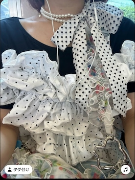 「loin nuit（ロワンニュイ）のfrill docking tops / フリルドッキングトップス（Tシャツ/カットソー、ブラック系）」を使った、yktnさん（レディース・167cm）の夏コーディネート