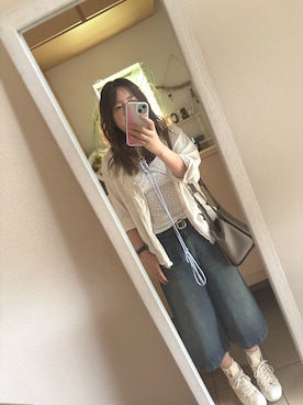 「CONVERSE（コンバース）のアイテム（スニーカー、ピンク系）」を使った、yati918さん（レディース・154cm）の夏コーディネート
