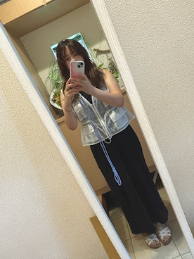「Samansa Mos2（サマンサ モスモス）のアイテム（ベスト、ホワイト系）」を使った、yati918さん（レディース・154cm）の夏コーディネート