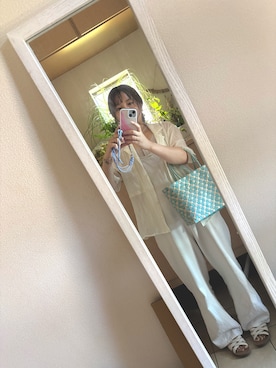 「INGNI（イング）のノースリーブトップス（タンクトップ、ベージュ系）」を使った、yati918さん（レディース・154cm）の夏コーディネート