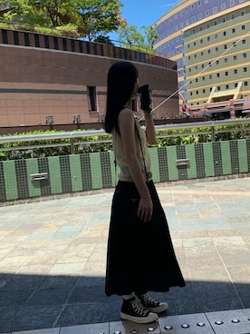 「アイテム（スカート）」を使った、MIYUさん（レディース・158cm）の夏コーディネート