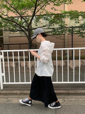 「アイテム（ジャージ、ホワイト系）」を使った、MIYUさん（レディース・158cm）の夏コーディネート