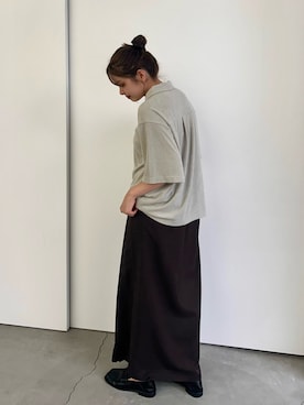 「select MOCA（セレクトモカ）のベーシックパイルポロTシャツ（ポロシャツ、ベージュ系）」を使った、noaさん（レディース・163cm）の夏コーディネート