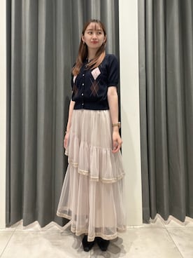 「NATURAL BEAUTY BASIC（ナチュラルビューティーベーシック）のアイテム（カーディガン/ボレロ）」を使った、rinochanさん（レディース・163cm）の夏コーディネート