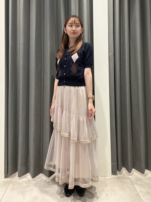 アーガイルハーフスリーブカーディガン