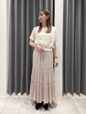 「NATURAL BEAUTY BASIC（ナチュラルビューティーベーシック）のアイテム（カーディガン/ボレロ）」を使った、rinochanさん（レディース・163cm）の夏コーディネート