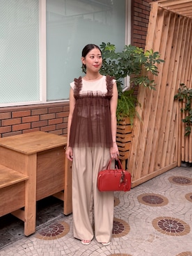 「NATURAL BEAUTY BASIC（ナチュラルビューティーベーシック）のアイテム（ボストンバッグ）」を使った、hirokaさん（レディース・157cm）の夏コーディネート