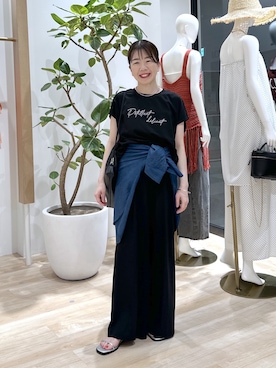 「PAPILLONNER（パピヨネ）のPAPILLONNER/フラットスクエアサンダル（サンダル、シルバー系）」を使った、sensuiさん（レディース・145cm）の夏コーディネート