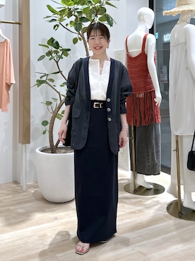 「COLLAGE GALLARDAGALANTE（コラージュガリャルダガランテ）の接触冷感/UVカット/ジャージタイトスカート/セットアップ可/WEB限定サイズ展開（スカート、ブラック系）」を使った、sensuiさん（レディース・145cm）の夏コーディネート