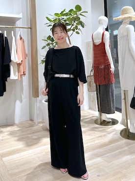 「COLLAGE GALLARDAGALANTE（コラージュガリャルダガランテ）のジャージワイドパンツ/セットアップ可（スラックス、ブラック系）」を使った、sensuiさん（レディース・145cm）の夏コーディネート