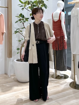 「COLLAGE GALLARDAGALANTE（コラージュガリャルダガランテ）のジャージワイドパンツ/セットアップ可（スラックス、ブラック系）」を使った、sensuiさん（レディース・145cm）の夏コーディネート