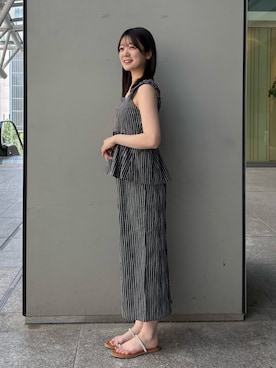 「N.（N. Natural Beauty Basic）（エヌエヌナチュラルビューティーベーシック）の【セットアップ可能】チェックキャミワンピース（ワンピース、ブラック系）」を使った、hazukinbbさん（レディース・165cm）の夏コーディネート