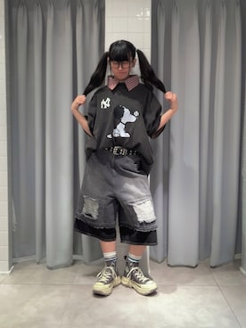 「DOUBLE NAME（ダブルネーム）のアイテム（トップス）」を使った、みっしーさん（レディース・152cm）の春コーディネート