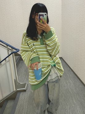 「DOUBLE NAME（ダブルネーム）のアイテム（パンツ）」を使った、みっしーさん（レディース・152cm）の春コーディネート