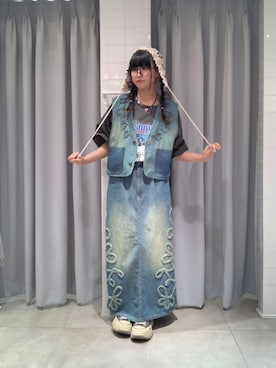 「DOUBLE NAME（ダブルネーム）のアイテム（トップス）」を使った、みっしーさん（レディース・152cm）の春コーディネート