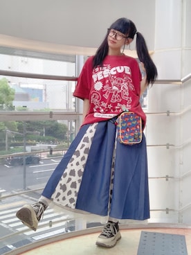 「Disney（ディズニー）のアイテム」を使った、みっしーさん（レディース・152cm）の夏コーディネート