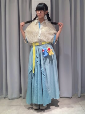 「DOUBLE NAME（ダブルネーム）のアイテム（トップス）」を使った、みっしーさん（レディース・152cm）の春コーディネート