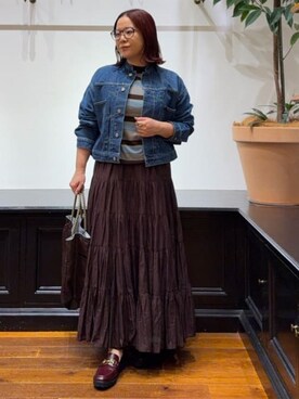 「DRESSTERIOR（ドレステリア）の【ウォッシャブル】ヴィンテージバンドカラーGジャン（デニムジャケット、ブルー系）」を使った、asaminさんの春コーディネート