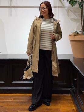 「DRESSTERIOR（ドレステリア）の【ウォッシャブル/撥水素材】撥水フーテッドツイルコート（その他アウター、ベージュ系）」を使った、asaminさんの春コーディネート