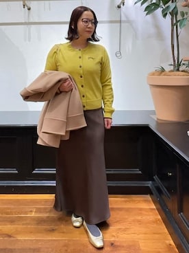 「アイテム（ピーコート、ベージュ系）」を使った、asaminさん（レディース・154cm）の秋コーディネート