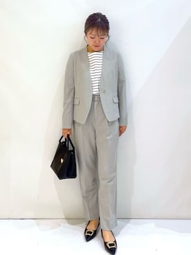 「アイテム（ノーカラージャケット）」を使った、maaaaana05さん（レディース・154cm）の春コーディネート