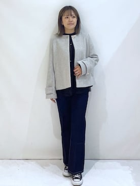 「index（インデックス）のノーカラーショートコート（ノーカラーコート、グレー系）」を使った、maaaaana05さん（レディース）の冬コーディネート