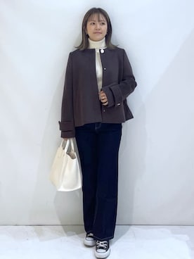 「index（インデックス）のノーカラーショートコート（ノーカラーコート、ブラウン系）」を使った、maaaaana05さん（レディース）の冬コーディネート
