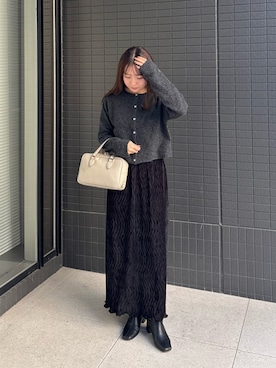 「アイテム（ボストンバッグ、ベージュ系）」を使った、Rihoさん（レディース・152cm）の秋コーディネート