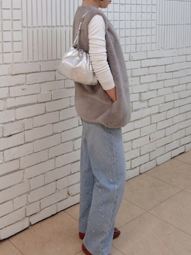 「アイテム（チャーム）」を使った、toyumoさん（レディース・157cm）の冬コーディネート