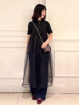 「アイテム（ポーチ、ブラウン系）」を使った、やまさん（レディース・160cm）の秋コーディネート