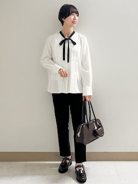 「アイテム（チャーム、ブラウン系）」を使った、あかねさん（レディース・158cm）の秋コーディネート