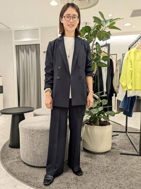 「UNTITLED（アンタイトル）の【UV/接触冷感/洗える】エアリー ダブルブレストジャケット（テーラードジャケット、グレー系）」を使った、yukariさん（レディース・158cm）の春コーディネート