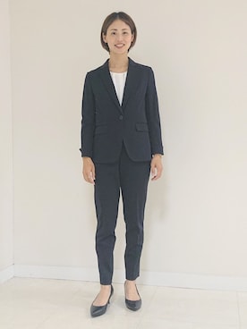「UNTITLED（アンタイトル）の【UV／接触冷感／ストレッチ】ノイカトレアジャージ テーラードジャケット（テーラードジャケット、ブルー系）」を使った、yukariさん（レディース・158cm）の夏コーディネート