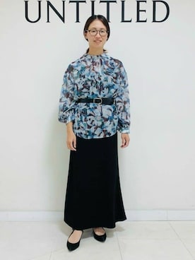 「UNTITLED（アンタイトル）の【古畑星夏さん着用/追加/本革/日本製】オーバルベルト30mm（ベルト、ブラック系）」を使った、yukariさん（レディース・158cm）の夏コーディネート