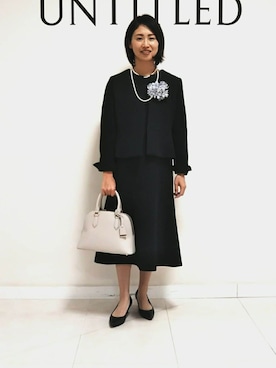 「UNTITLED（アンタイトル）の【日本製・本革】Comfit Dresser Pumps（コンフィットドレッサーパンプス）（パンプス、ブラック系）」を使った、yukariさん（レディース・158cm）の冬コーディネート